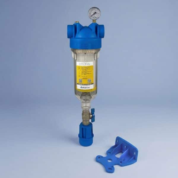 Zelfreinigend sediment filter met manometer